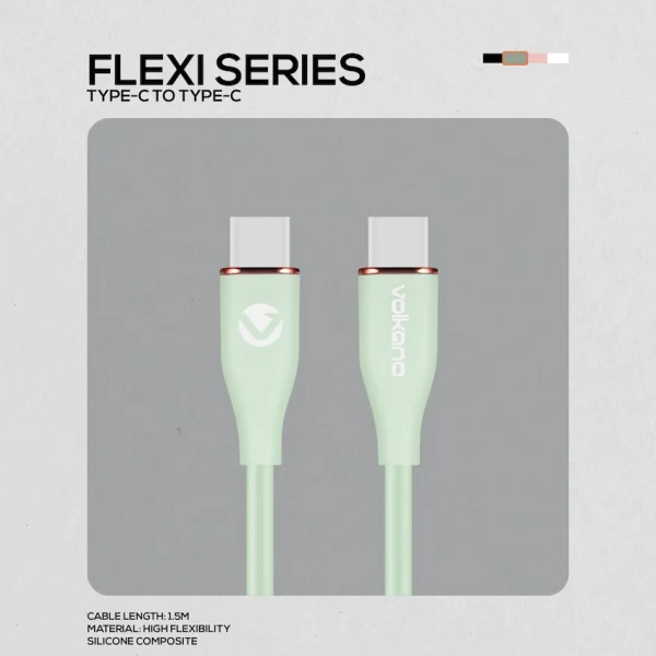 Volkano Flexi Series Type-C to Type-C 1.5m 60w - Green - Image 2