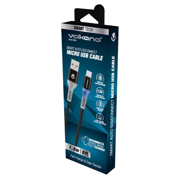 Volkano Smart Series Auto Disconnect Micro USB Cable - 1.8m