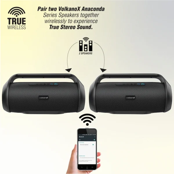 VolkanoX Anaconda Bluetooth Speaker - Black - Image 2