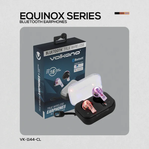Volkano Equinox Series True Wireless Earphones - Clear - Image 2