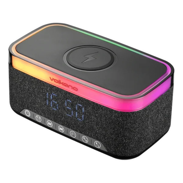 Volkano Radiant 2 Alarm Clock with Wireless Charging and Speaker - Black - Image 2