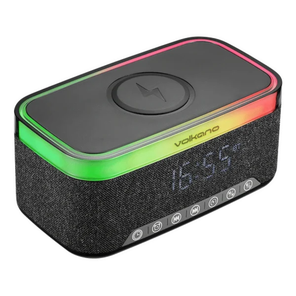Volkano Radiant 2 Alarm Clock with Wireless Charging and Speaker - Black - Image 3