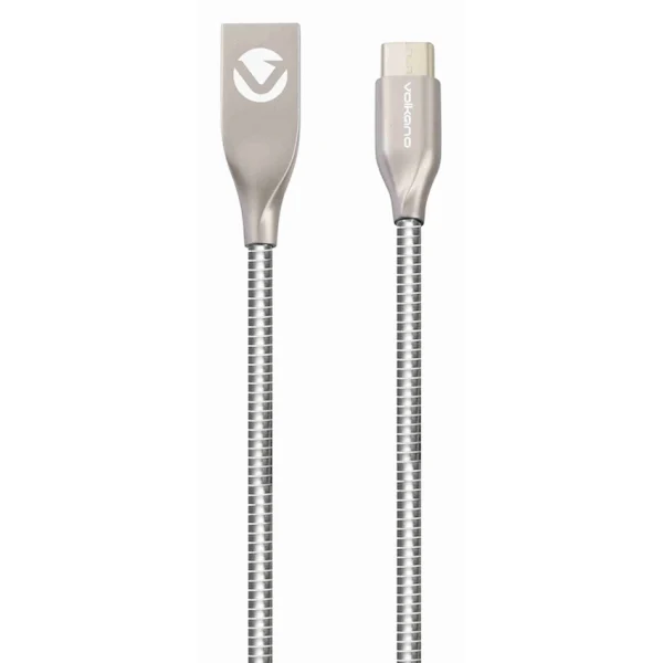 Volkano Iron Series Round Metallic Spring Type-C Cable 1.2m - Silver - Image 3