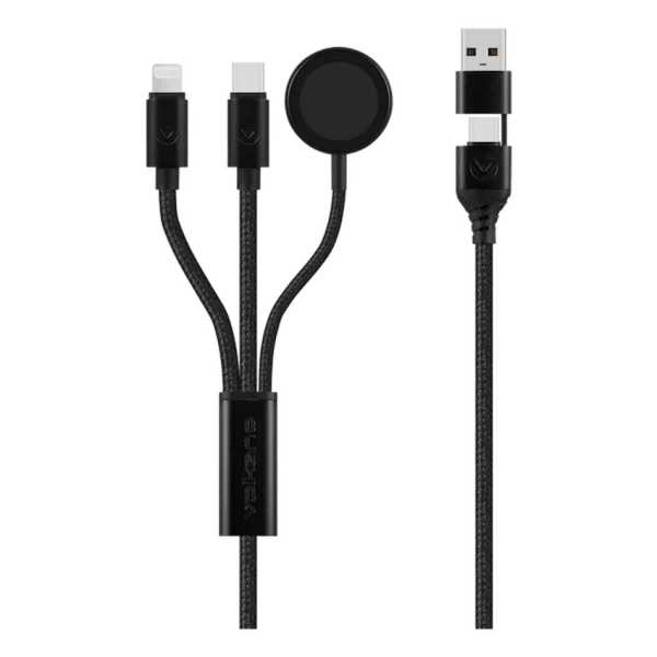 Volkano Weave Series 100W Braided 5-in-1 Charge and Data Cable 1m - Black - Image 2