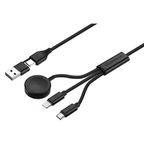 Volkano Weave Series 100W Braided 5-in-1 Charge and Data Cable 1m - Black - Image 3