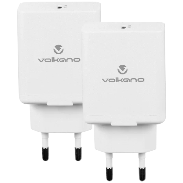 Volkano Potent Series 25w P.D. / PPS Wall Charger - Bundle of 2 - White