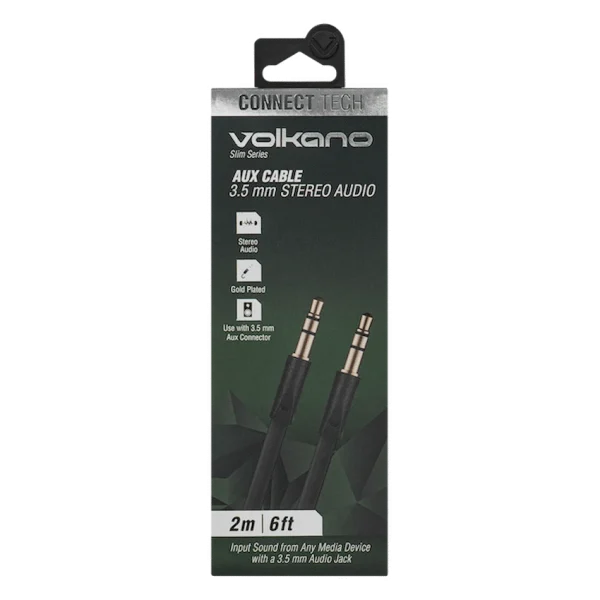 Volkano Slim Series Aux Cable 2m - Black - Image 6