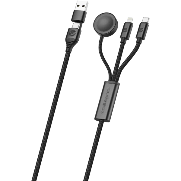 Volkano Weave Series 100W Braided 5-in-1 Charge and Data Cable 1m - Black