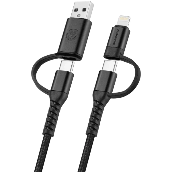 Volkano Weave Series 4-in-1 Charge & Data Cable 60w - 1.2m/4ft