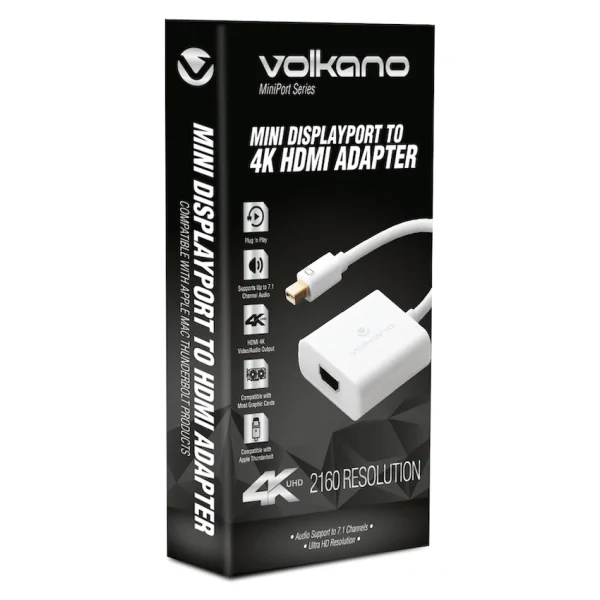 Volkano MiniPort Series Mini DisplayPort to 4K HDMI Converter 10cm - White - Image 3